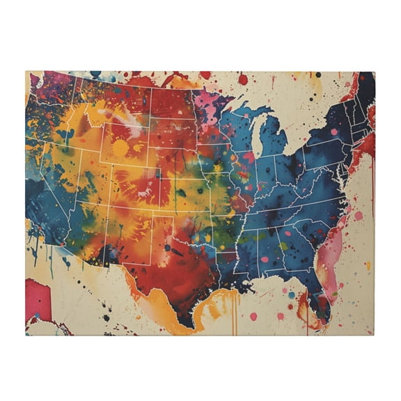 12x16 inch Colorful Map Of America Canvas Hanging Picture,Campus Corridors,Classroom,Hotels Decor Wall Art Prints,Exquisite Colorful Map Of America Decor Poster Canvas,For Man Cave,Garage,Bar