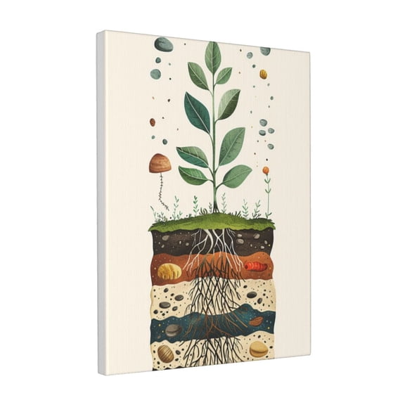 12x16 inch Decorative Canvas Pictures Plant Germination Soil Illustration,Plantation,Man Cave,Pastoral Yard,Lounge Painting Wall Art Decor,Modern Style Plant Soil Paintings Canvas Decor Gift