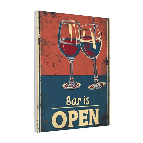 12x16 inch Decorative Paintings For Bar Goblet 'Bar Is Open' Slogan,Rustic Bar,Tavern,Pub Decoration Wall Art Prints,For Beer Enthusiast Funny Gifts,Modern Style Goblet Decor Painting Poster