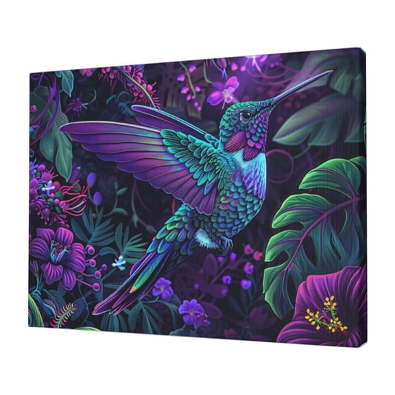 12x16 inch Decorative Paintings For Wall Colorful Hummingbirds And Flowers,Rustic Yard Garden Decor Accessory,Modern Art Hummingbirds And Flowers Art Canvas Prints,Gift For Hummingbirds Lover