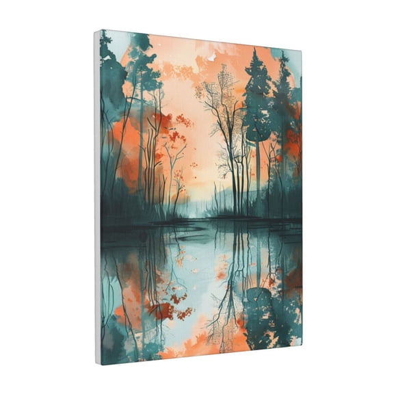 12x16 inch Frameless Canvas Painting Watercolor Sunset Lake Water,Exquisite Bathroom Accessory,Bathroom,Yard Garden,Studio Wall Decor Poster & Prints,Modern Style Watercolor Canvas Paintings