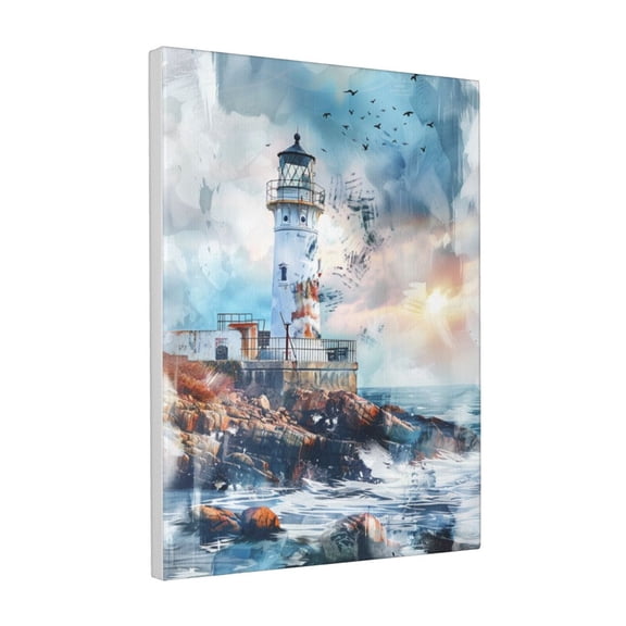 12x16 inch Frameless Poster Wall Art Lighthouse & Sun,Farmhouse Bathroom,Study,Man Cave,Club Picture Wall Decor Art Poster,For Landscape Enthusiasts Gifts,Charm Lighthouse & Sun Decor Prints