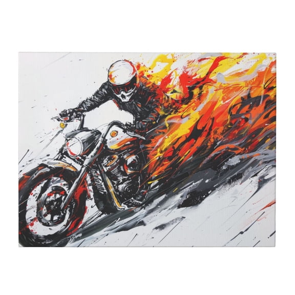 12x16 inch Garage Decor Blaze Motorcycle Driver Canvas Painting Wall Art,Garage Decor Accessory,Living Room,Studio,Lounge,Garage Wall Decor Canvas Poster,Bedroom,Garage,Studio Decoration Gift