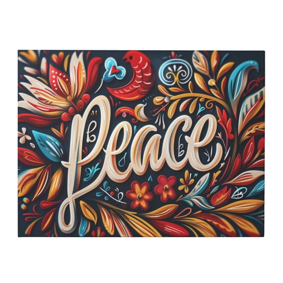 12x16 inch Garden Decor 'Peace' Slogan Flowers Plants Frameless Canvas Painting,Rustic Villa Garden Decor Accessory,Cafes,Bar,Man Cave Wall Decor Art Poster & Prints,Gifts For Flowers Lovers