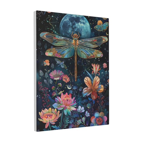 12x16 inch Garden Yard Decor Dragonflies & Flowers Canvas Pictures,Family Garden Yard,Bathroom,Cafes Wall Decor Canvas Poster,For Dragonflies & Flowers Lovers Gift,Lounge,Cafes,Hotels Decor
