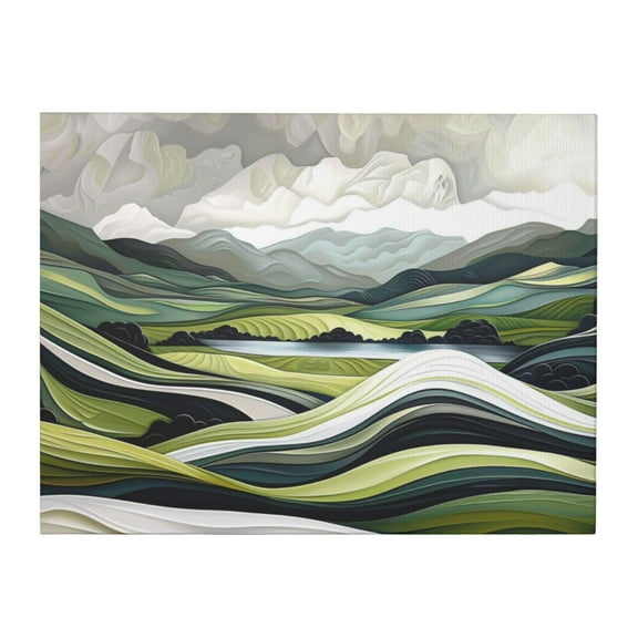 12x16 inch Home Decor Canvas Frameless Picture Abstract Mountain Landscape,Yard Garden Decor Prints Painting,Funny Abstract Mountain Landscape Modern Style Canvas Hanging Picture,Yard Decor