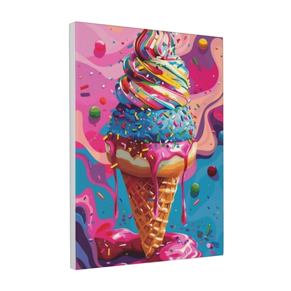 12x16 inch Ice Cream Cone Canvas Paintings Wall Decor,Ice Cream Shop Picture Decor Accessory,Charm Ice Cream Cone Modern Style Painting Poster,Gift For Children,Ice Cream Shop,Kid Room Decor