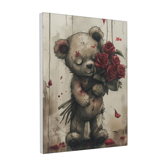 12x16 inch Kids Room Decor Muppet Bear Holding Roses Frameless Canvas Painting,Cafes,Hotels,Apartment,Study Decor Posters & Prints,Gift For Children,Classic Muppet Bear Holding Rose Paintings