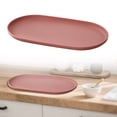 thumbnail image 1 of 12x16-inch Lightweight PP Plastic Serving Tray, Stackable Oval Fast Food Tray for Restaurant, Indoor Casual Dining, Parties, Everyday Use for Carrying Drinks, Food, Easy Clean, Pink, By VINOIC, 1 of 9