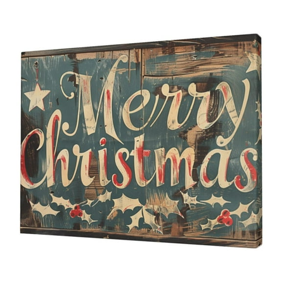 12x16 inch 'Merry Christmas' Slogan Vintage Canvas Hanging Picture,Indoor Outdoor Decor Poster,Classic Festival Decoration,Bedroom,Living Room,Study,Cafes Wall Art Decoration Prints Painting