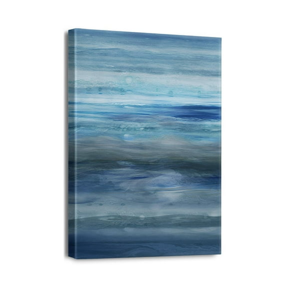 12x16 inch Modern Blue Ocean Canvas Print - Abstract Artwork for Wall, Perfect for Sea Lake Themed Homes
