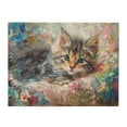 thumbnail image 1 of 12x16 inch Oil Painting Canvas Lovely Cats In The Flowers,Home Living Room,Office,Study,Balcony Decor Wall Art Prints,Classic Cats In The Flowers Canvas Frameless Painting,Gift For Cat Lovers, 1 of 6