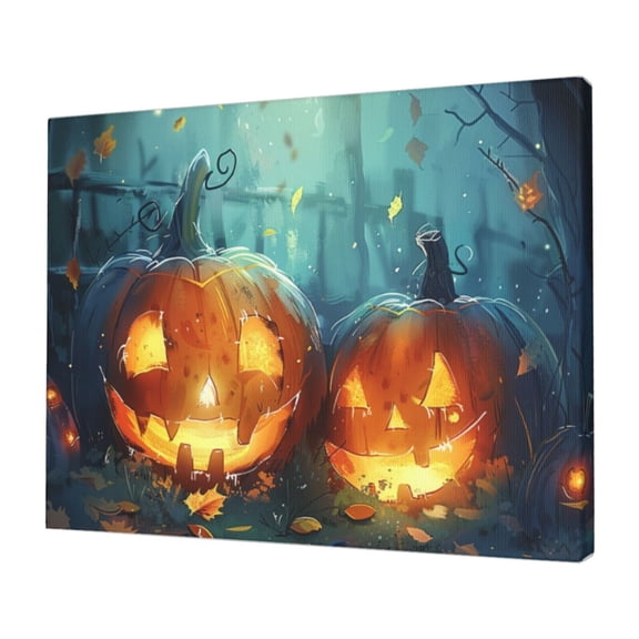 12x16 inch Oil Painting Canvas Picture Pumpkin Head,Living Room,Children'S Room,Yard Garden Wall Decor Art Prints,Fun Pumpkin Head Modern Style Canvas Poster,Bathroom,Cafes,Man Cave,Bar Decor