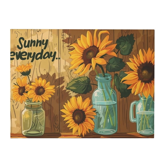 12x16 inch Oil Painting Canvas Sunflower Vase 'Sunny Everyday' Slogan,Rustic Garden Yard Decor Accessory,Campus,Cafes,Study,Garden Wall Art Decor Paintings Prints,Bedroom,Florists,Yard Decor
