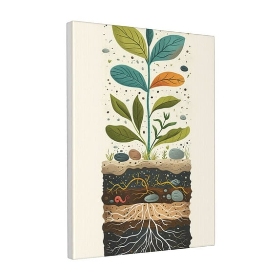 12x16 inch Oil Painting&nbsp;Wall Art Plant Soil Illustration,Indoor Outdoor Plantation Canvas Decor Accessory,Retro Plant Soil Canvas Poster,Gift For Plant Enthusiast,Bedroom,Studio,Man Cave,Cafe