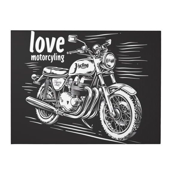 12x16 inch Oil Paintings Canvas 'I Lover Motorcycling' Slogan Motorcycle,Garage Wall Decorative Painting,Modern Art Motorcycle 'I Lover Motorcycling' Slogan Canvas Poster,Bedroom Decoration