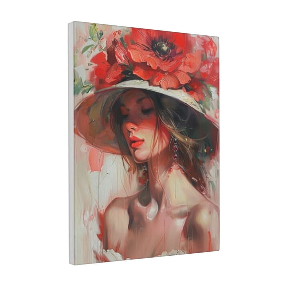 12x16 inch Oil Paintings On Canvas Red Hat Woman,Room Decor For Woman,Home Living Room,Bedroom,Study,Door Painting Wall Art Decoration Prints,Gift For Woman,Charm Red Hat Woman Painting Decor