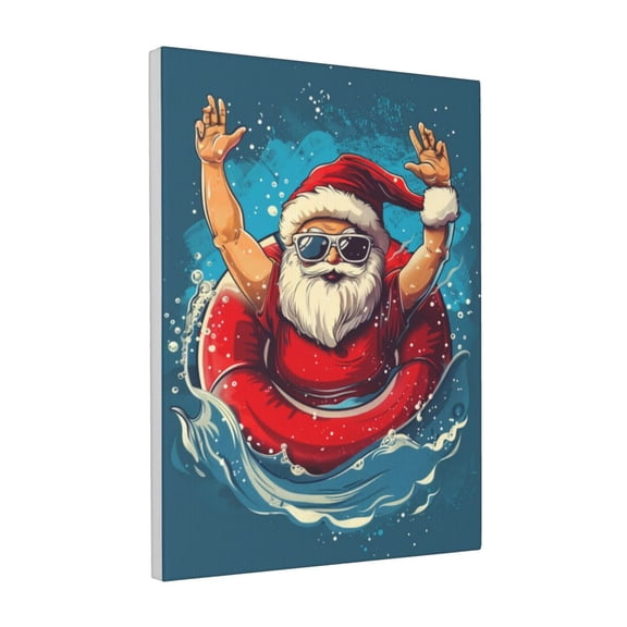 12x16 inch Oil Paintings On Canvas Swimming Santa Claus,Bathroom Decor Accessory,Fun Santa Claus Swimming Decorative Painting,Festival Decor Poster,Bedroom,Man Cave,Bathroom,Lounge Wall Decor