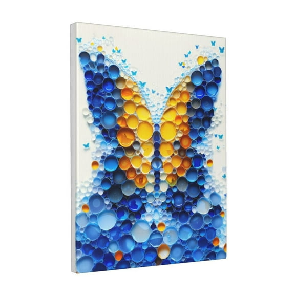 12x16 inch Oil Paintings On Canvas Blue Butterfly Bottle Cap Painting,Classic Office,Study,Bedroom Wall Art Prints Decor,Exquisite Blue Butterfly Bottle Cap Painting Modern Style Oil Painting