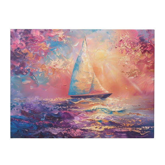 12x16 inch Oil Paintings On Canvas Sailboats & Setting Sun Bathroom Wall Decor,Apartment Living Room,Bathroom,Studio Wall Decor Painting Poster,Enchanting Sailboats & Setting Sun Decor Prints