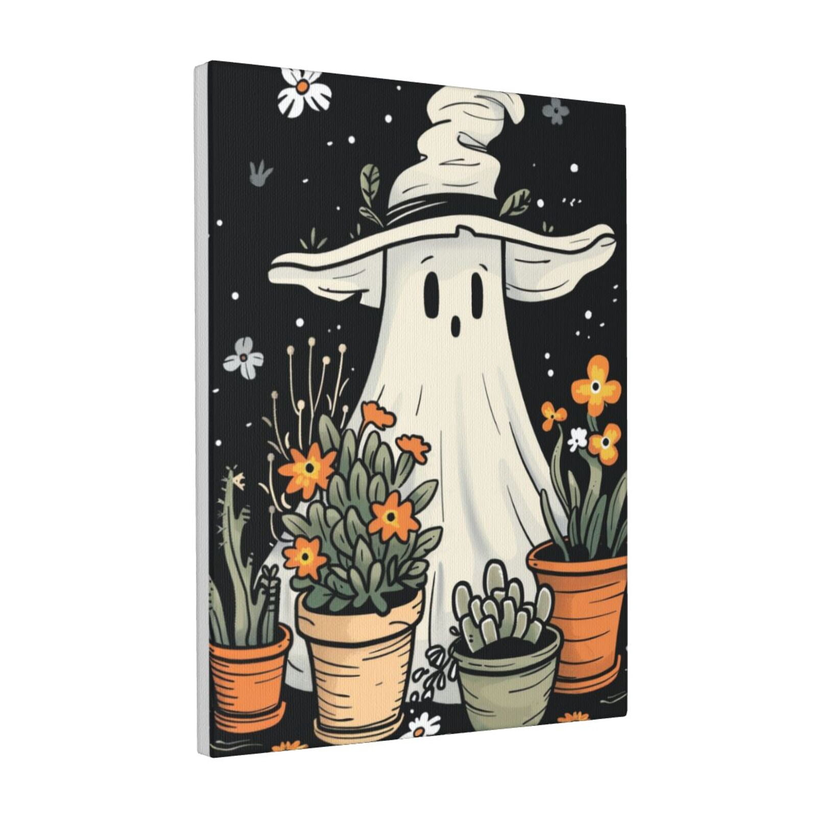 12x16 inch Oil Paintings On Canvas White Specter & Potted Plant,Fun ...