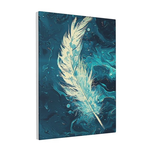 12x16 inch Paintings On Canvas Blue & White Feathers,Apartment,Man Cave,Bedroom,Kitchen Decor Painting Prints,Modern Style Blue & White Feathers Funny Canvas Poster,Gifts For Art Enthusiast