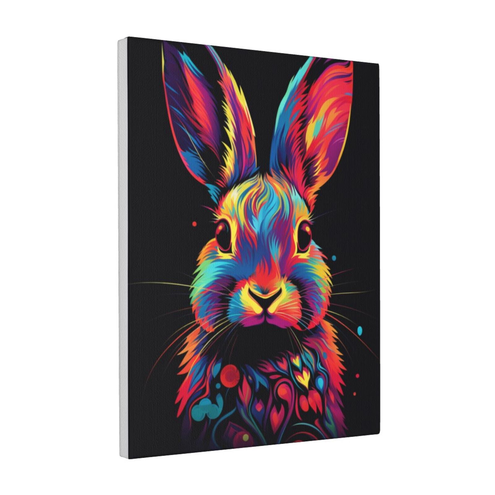 12x16 inch Paintings On Canvas Colorful Rabbit Poster,Apartment Bedroom ...