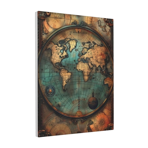 12x16 inch Paintings On Canvas Wall Decor Vintage Earth Map,Club,Library,Living Room,Bedroom Wall Decor Painting Prints,Enchanting Earth Map Decorative Poster,For Apartment,Man Cave,Book Room