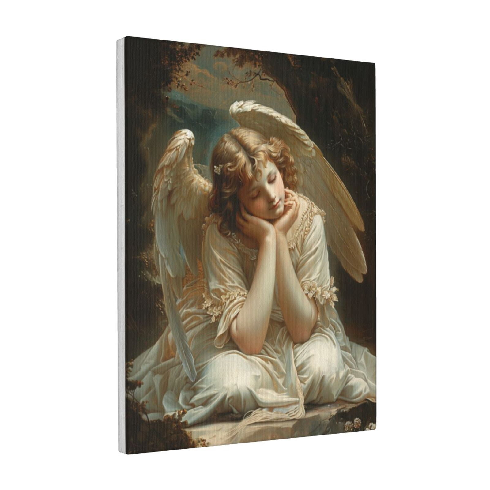 12x16 inch Picture Canvas Cute Angel Prayer,Apartment Bedroom,Prayer Room,Woman Cave Wall Decor Art Poster Prints,Gift For Believer,Vintage Angel Prayer Art Painting Canvas,For Bar,Cafes,Yard
