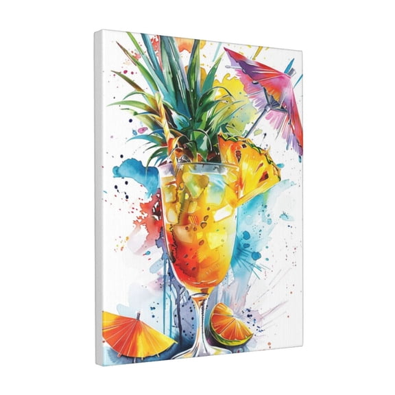 12x16 inch Pineapple Cocktail Canvas Hanging Picture,Classic Rustic Tavern,Bar,Pub Wall Art Decor Paintings On Canvas,Exquisite Pineapple Cocktail Art Painting Poster,For Cocktail Lovers Gift