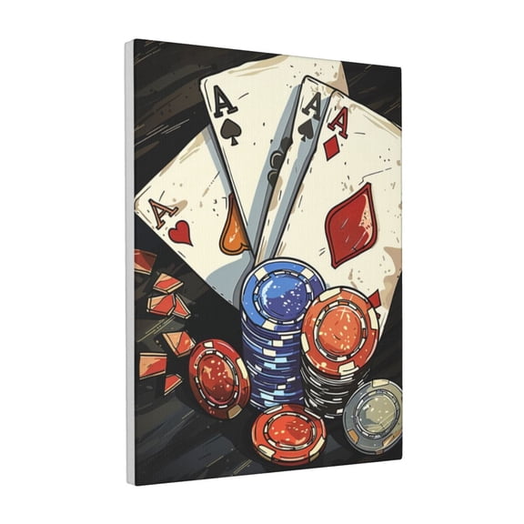 12x16 inch Poker Room Decorative Painting Canvas Poker Chips,Classic Poker Room Decor Accessory,Home Bathroom,Game Room,Man Cave,Bar Wall Art Decoration Paintings Prints,Chic Gift For Gambler