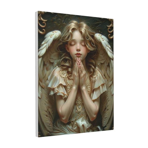 12x16 inch Prayer Room Living Room Painting For Wall Charm Angel Praying,Apartment Living Room,Meditation Room,Prayer Room Decor Wall Art Poster Canvas,Enchanting Angel Praying Decor Painting