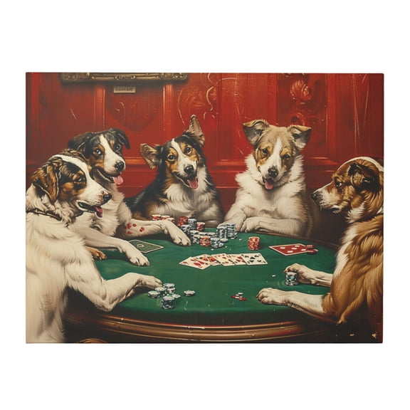 12x16 inch Recreation Room Wall Decor Poker Playing Dogs Paintings Canvas,Rustic Bar,Tavern,Man Cave,Recreation Hall Decor Wall Art Poster & Prints,Gifts For Dog & Poker Lovers,Indoor Decor