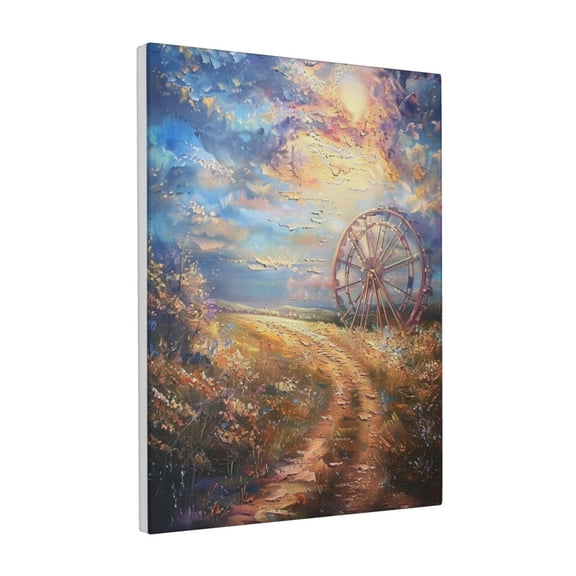 12x16 inch Rural Path And Ferris Wheels Canvas Frameless Picture,Rustic Yard Door Decor Accessory,Modern Style Rural Path And Ferris Wheels Decor Hanging Picture,Gifts For Rustic Life Lovers