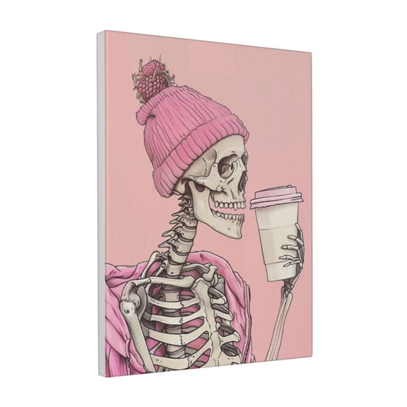 12x16 inch Skull Drinking Beverages Oil Paintings On Canvas,Kitchen,Bar,Restaurant,Cafes Wall Art Decor Posters Prints,Enchanting Skull Drinking Beverages Decor Canvas Painting,For Man Cave