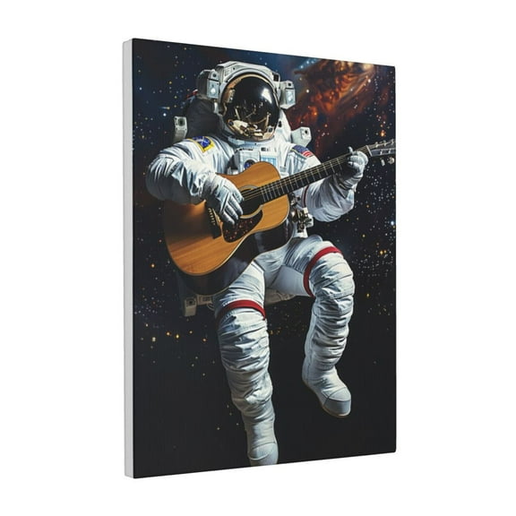 12x16 inch Space Astronauts Playing Guitar Canvas For Pictures,Funny Music Studio Decor Accessory,Indoor Bathroom,Music Studio,Man Cave,Cafes Wall Decor Art Prints,For Guitar Enthusiast Gifts