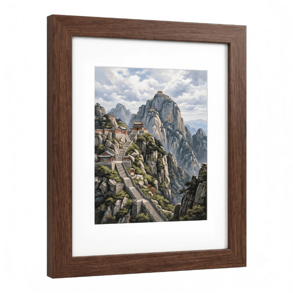 12x16 wood picture frame with 11x14 mat, deep brown photo frame for wall display, fits 12x16 without mat or 11x14 with mat, shatter-resistant plexiglass, deep brown