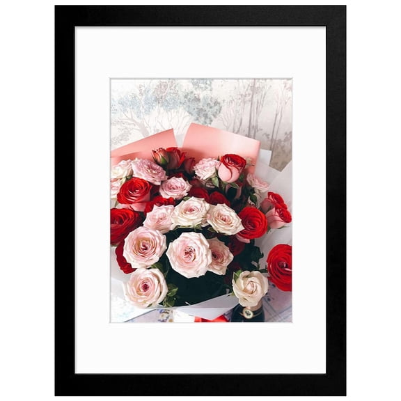 12x16Black Engineered Wood Gallery Frame with Removable Mat,Fits8.5x11Pictures&30x40 cm Posters,Shatter-Resistant Plexiglass,Wall-Mounted,Ideal for Displaying Family Photos, Home, Office