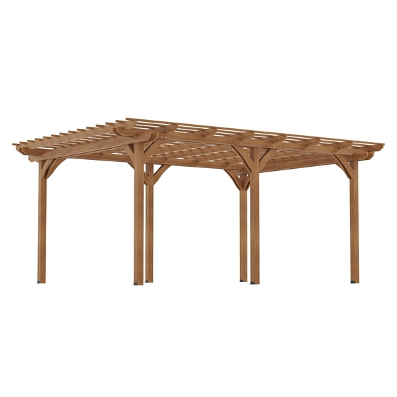 12x16ft Outdoor Pergola, Wood Gazebo for Climbing Plants, Patio Vineyard Trellis