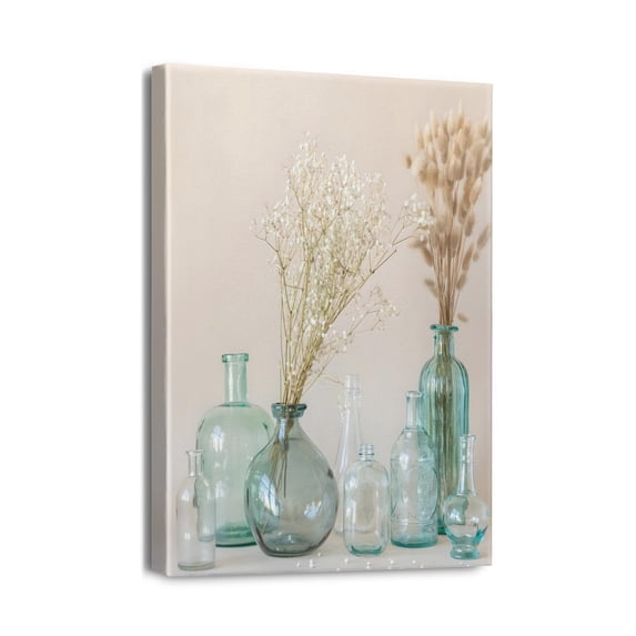 12x16in Bottles and Plants Farm Design Wall Art, Wood Textured, Multicolor - Transforms Your Living Room with Country Charm