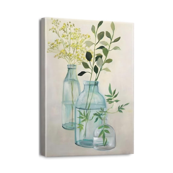 12x16in Wall Art with Bottles & Plants Farm Design, Multicolor and Wood Textured - Adds Vintage Flair to Your Living Room