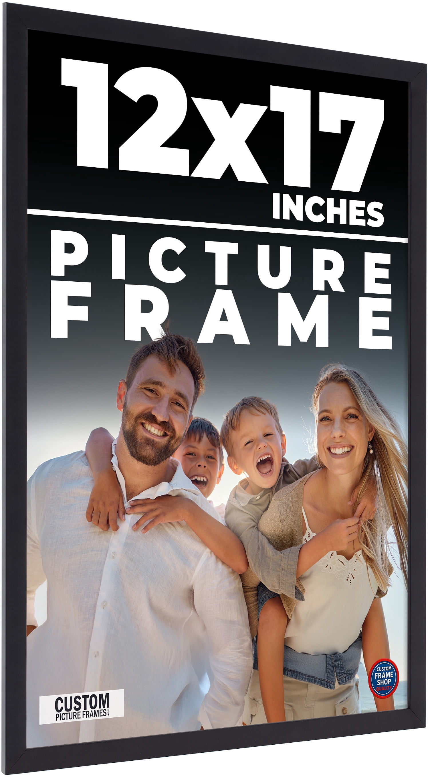 12x17 Frame Black Real Wood Picture Frame Width 0.75 Inches Interior ...