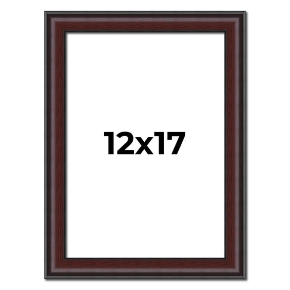 12x17 Frame Brown Round Mahogany Solid Wood Picture Frame | 1.625 Inch Moulding Width | with UV