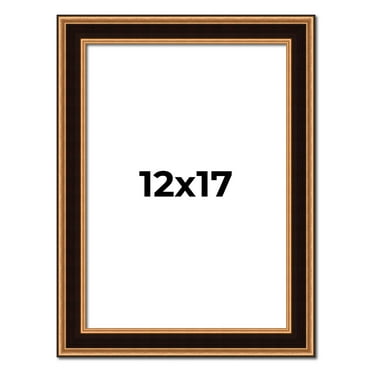 12x17 Frame Gold Brown Plein Air Vintage Solid Wood Picture Frame | 1.75 Inches Moulding Width |