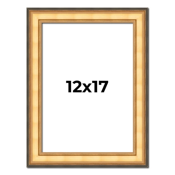 12x17 Frame Gold Plein Aire Solid Wood Picture Frame Width 2 Inches | Interior Frame Depth 0.5