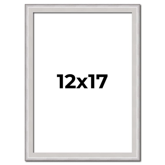12x17 Frame Silver Inner Slope Bevel Picture Frame | 1 Inch Moulding Width | 0.75 Inch Rabbet Depth