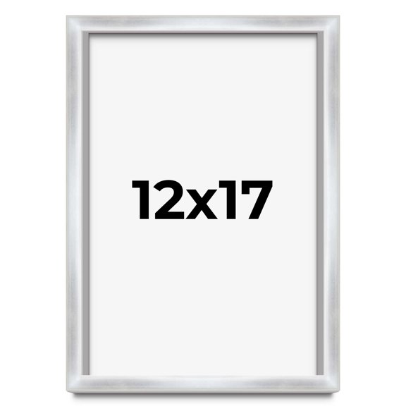 12x17 Frame Silver Whitewashed Wood Grain Solid Wood Shadow Box | 0.75 Inch Moulding Width | 0.75