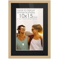 thumbnail image 1 of 12x17 Natural Picture Frame with 9.5x14.5 Black Mat Opening for 10x15 Image, 0.75 Inch Border, UV, 1 of 8