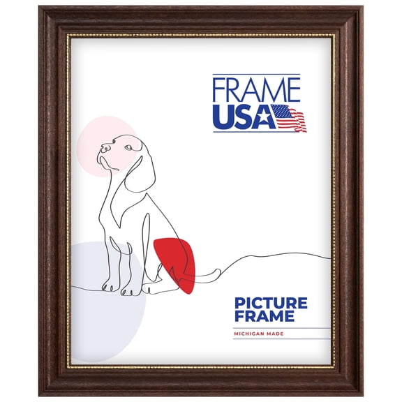 12x17 Picture Frame  Brown Boardroom Certificate Style 77272-011, 1 Inch Wood Moulding, Includes Glass and Backing, Wall Display Frame for Art, Posters, or Photos  Frame USA