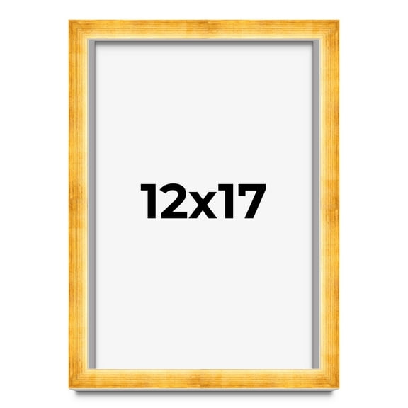 12x17 Shadow Box Frame Gold | 1.625 Inches Deep Real Wood Traditional Shadowbox Display Frame | UV